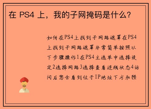 在 PS4 上，我的子网掩码是什么？